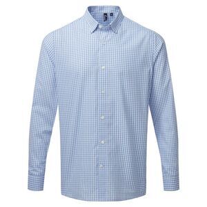 Premier Mens Maxton Check Long Sleeve Shirt / Light Blue/White